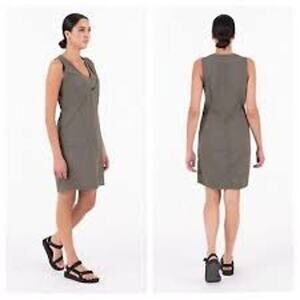 INDYGENA Liike III Travel Dress Small Olive Green Sleeveless Hiking Outdoor UPF